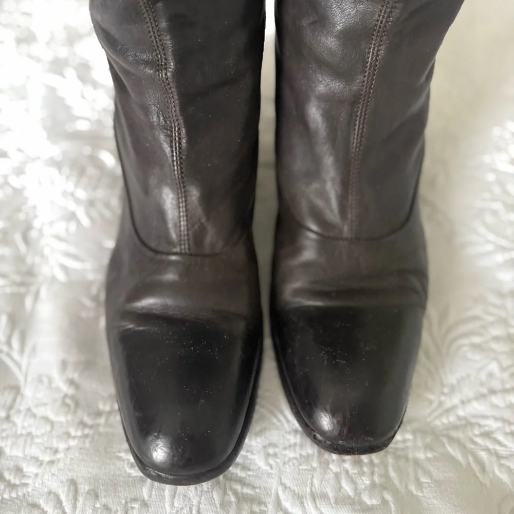 Alberto Fasciani Brown Leather Over the Knee Studded Riding Boots. Size …